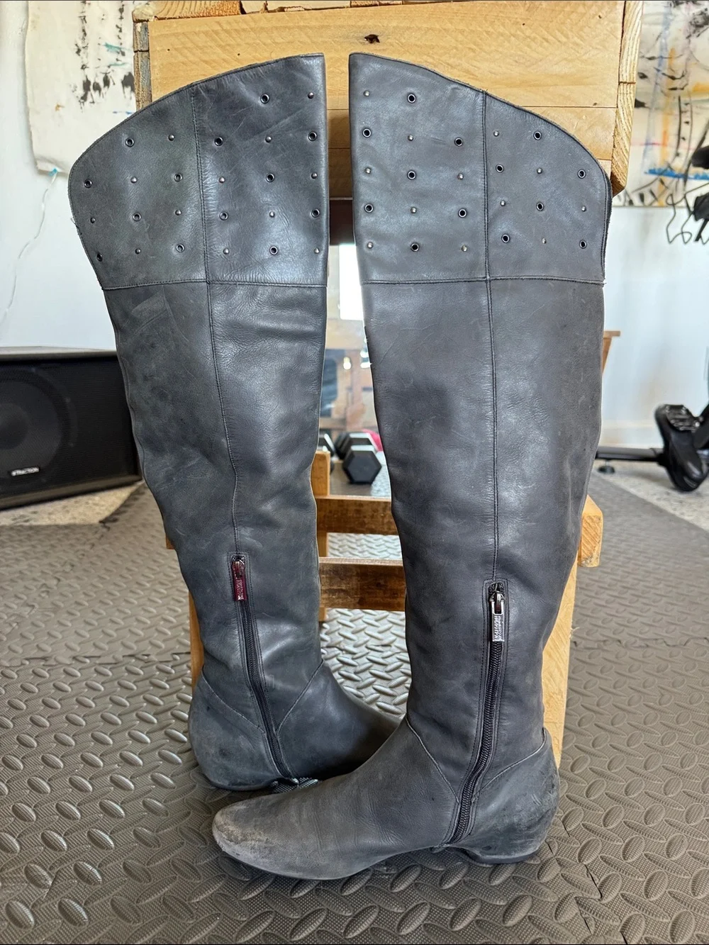 Kenneth Cole Over the Knee Optional Fold Flat Leather Boots